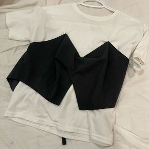Interesting White And Black T Shirt Top